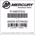 Bar codes for Mercury Marine part number 97-888757K01