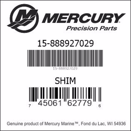 Bar codes for Mercury Marine part number 15-888927029