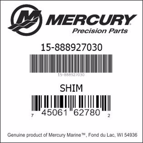 Bar codes for Mercury Marine part number 15-888927030