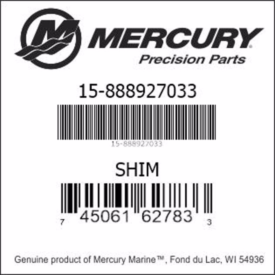 Bar codes for Mercury Marine part number 15-888927033