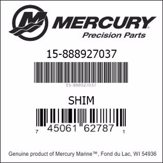 Bar codes for Mercury Marine part number 15-888927037