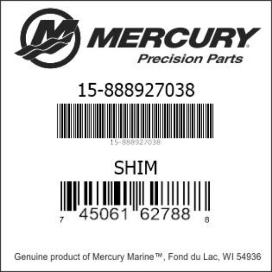 Bar codes for Mercury Marine part number 15-888927038