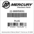 Bar codes for Mercury Marine part number 22-888958001