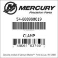 Bar codes for Mercury Marine part number 54-888988019