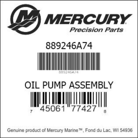 Bar codes for Mercury Marine part number 889246A74