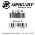 Bar codes for Mercury Marine part number 91-889277