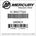 Bar codes for Mercury Marine part number 91-889277Q01