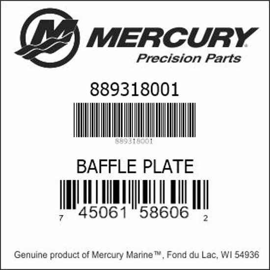 Bar codes for Mercury Marine part number 889318001