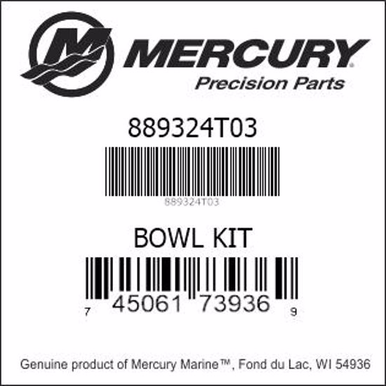 Bar codes for Mercury Marine part number 889324T03