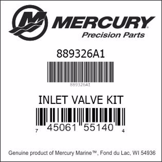 Bar codes for Mercury Marine part number 889326A1