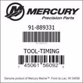 Bar codes for Mercury Marine part number 91-889331
