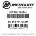 Bar codes for Mercury Marine part number 885-889437R02