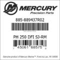 Bar codes for Mercury Marine part number 885-889437R02