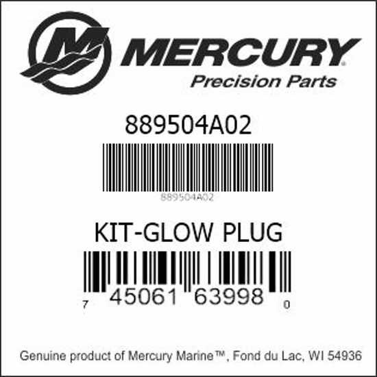 Bar codes for Mercury Marine part number 889504A02