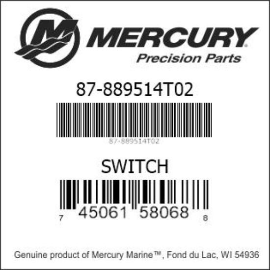 Bar codes for Mercury Marine part number 87-889514T02