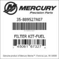 Bar codes for Mercury Marine part number 35-889527A07