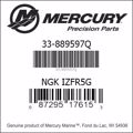 Bar codes for Mercury Marine part number 33-889597Q