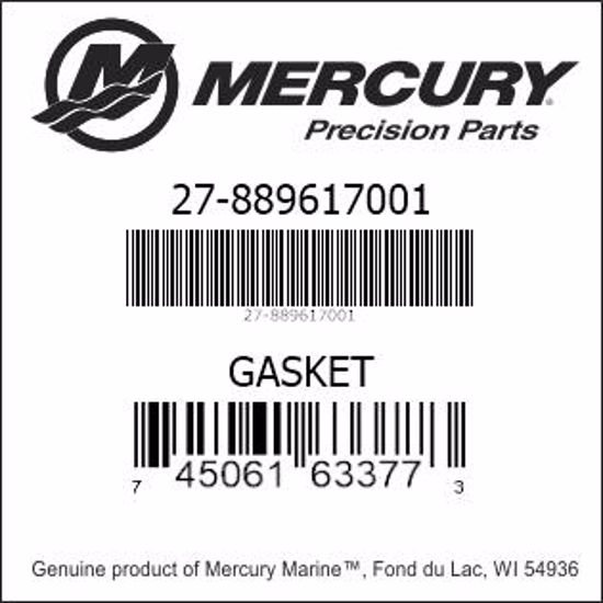 Bar codes for Mercury Marine part number 27-889617001