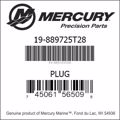Bar codes for Mercury Marine part number 19-889725T28