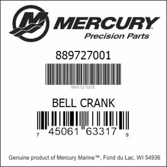 Bar codes for Mercury Marine part number 889727001