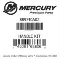 Bar codes for Mercury Marine part number 889740A02