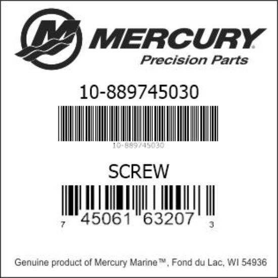 Bar codes for Mercury Marine part number 10-889745030