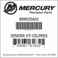 Bar codes for Mercury Marine part number 889835A01