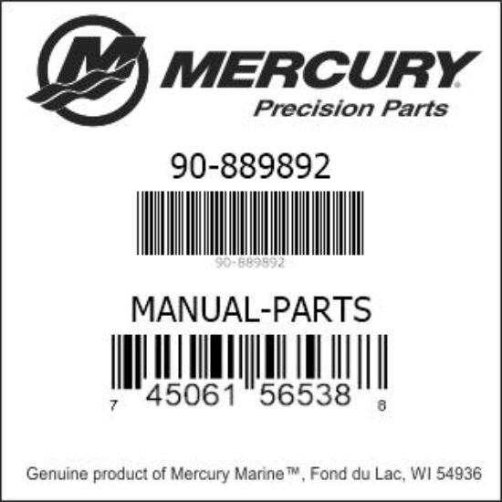 Bar codes for Mercury Marine part number 90-889892