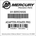 Bar codes for Mercury Marine part number 64-889934A06