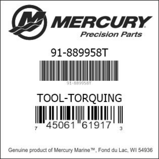 Bar codes for Mercury Marine part number 91-889958T
