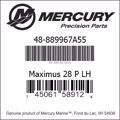 Bar codes for Mercury Marine part number 48-889967A55