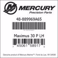 Bar codes for Mercury Marine part number 48-889969A65