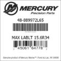Bar codes for Mercury Marine part number 48-889972L65