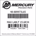 Bar codes for Mercury Marine part number 48-889973L65