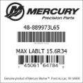 Bar codes for Mercury Marine part number 48-889973L65