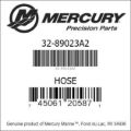 Bar codes for Mercury Marine part number 32-89023A2