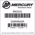 Bar codes for Mercury Marine part number 89031A1