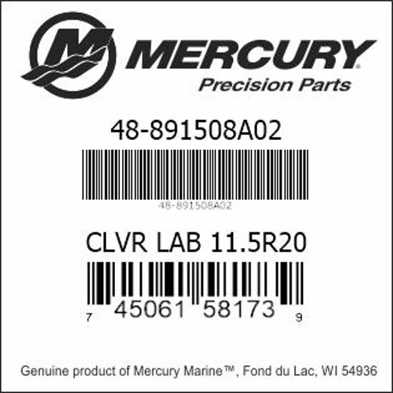 Bar codes for Mercury Marine part number 48-891508A02