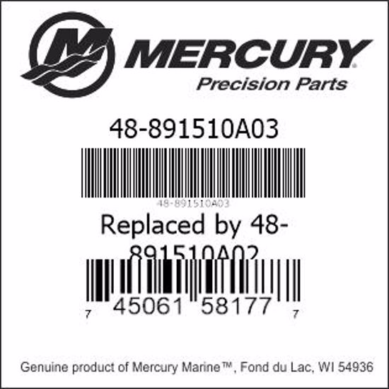 Bar codes for Mercury Marine part number 48-891510A03