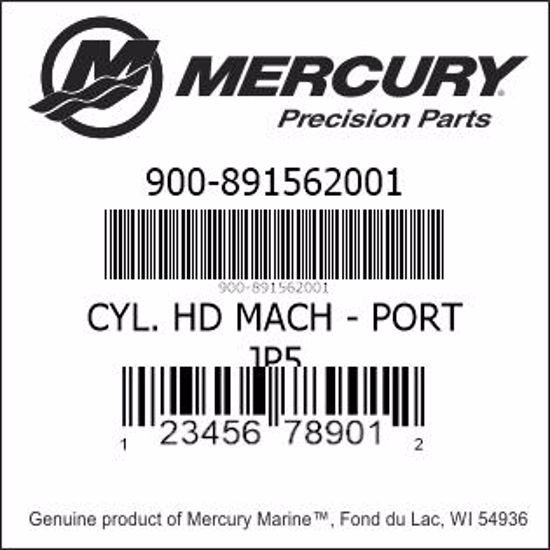 Bar codes for Mercury Marine part number 900-891562001