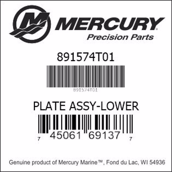 Bar codes for Mercury Marine part number 891574T01