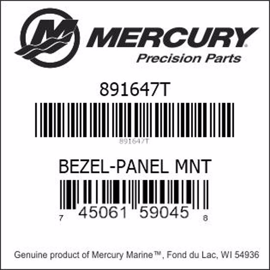 Bar codes for Mercury Marine part number 891647T