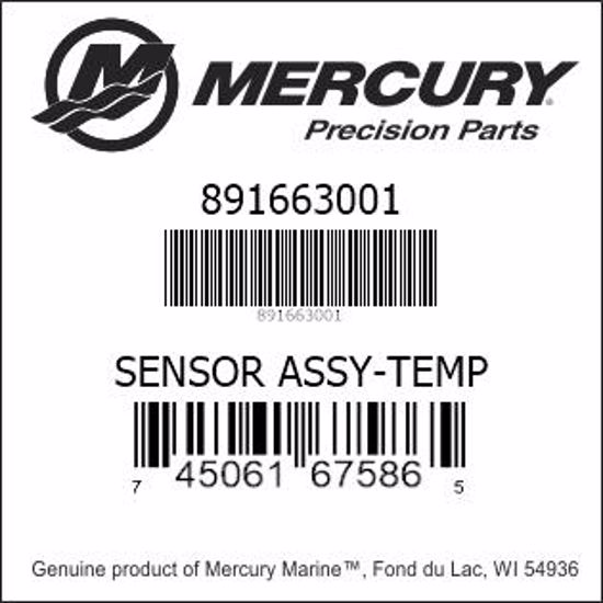 Bar codes for Mercury Marine part number 891663001