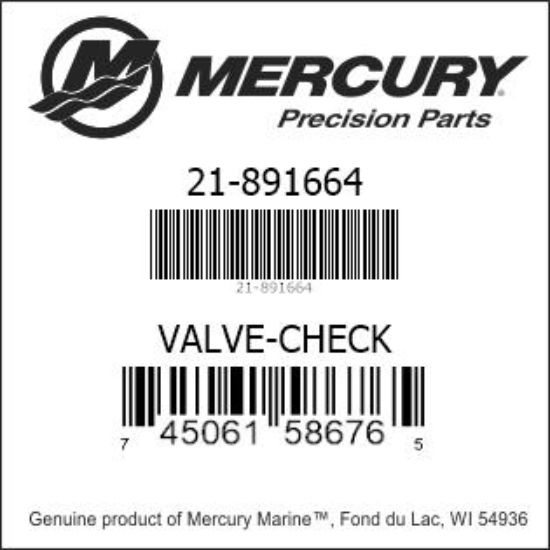 Bar codes for Mercury Marine part number 21-891664