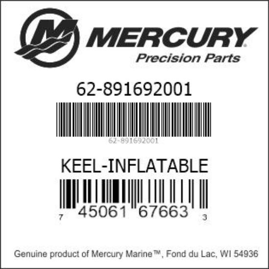 Bar codes for Mercury Marine part number 62-891692001