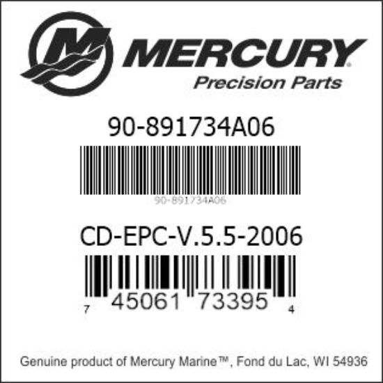Bar codes for Mercury Marine part number 90-891734A06