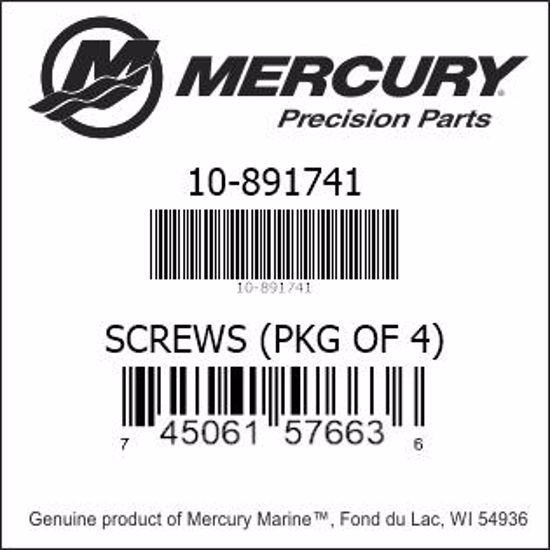 Bar codes for Mercury Marine part number 10-891741