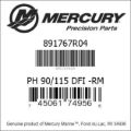 Bar codes for Mercury Marine part number 891767R04