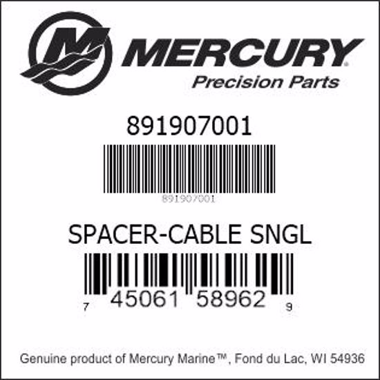 Bar codes for Mercury Marine part number 891907001