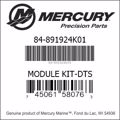 Bar codes for Mercury Marine part number 84-891924K01